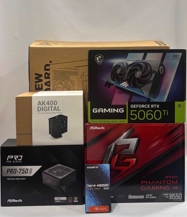 Геймърски компютър AMD Ryzen 7 5700X, RTX 5060 Ti 8GB, 16GB ram