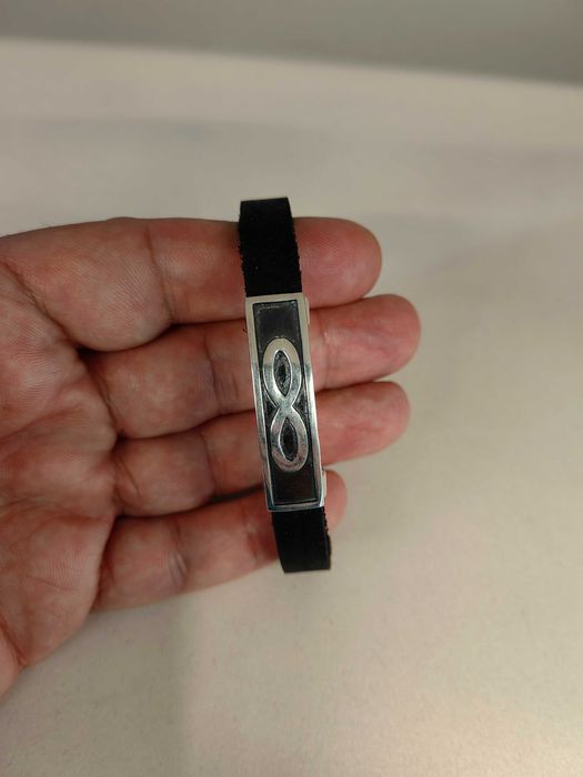 Мъжка сребърна гривна, гривнакожа със сребро, подарък за мъж