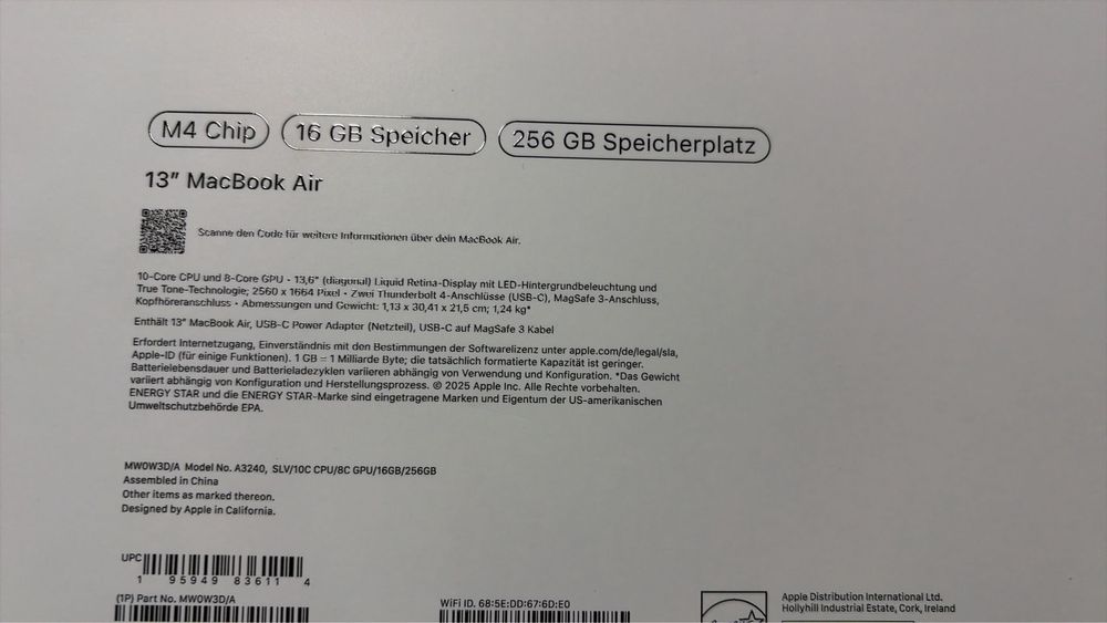 Mcbook air 13” nou