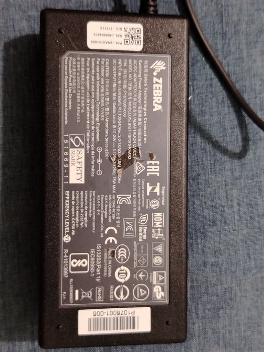 Alimentator incarcator Zebra 24v  3,125A perfect functional