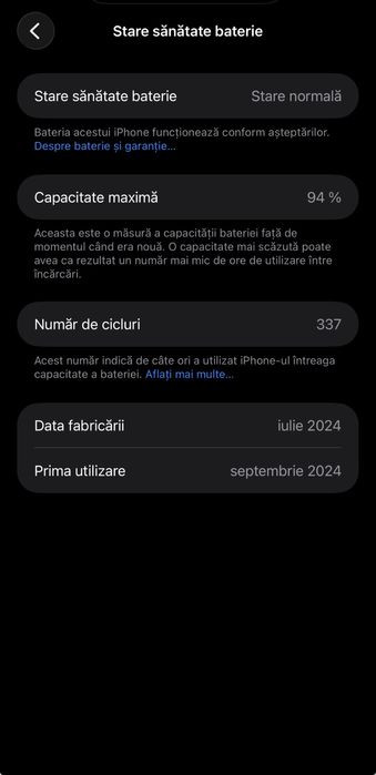 Iphone 16 Pro Max 512gb 94 starea bateriei Ca nou