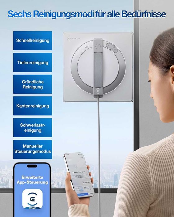 Робот за почистване на прозорци ECOVACS WINBOT W2 PRO с 3 дюзи и App Control - НОВ