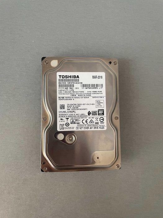 hard disk 1TB ,Toshiba DT01ACA100, 100% viata /100% performanta