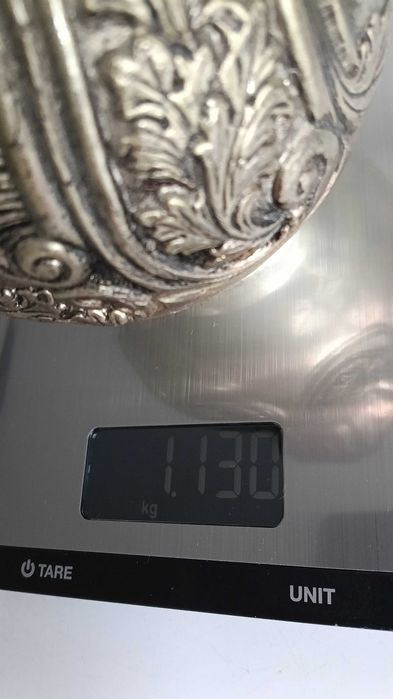 Vintage , масивна , метална , посребрена ваза