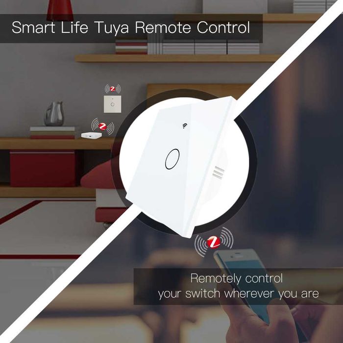 Intrerupator smart Zigbee 1 buton fara nul, fara condensator-ALB/Negru