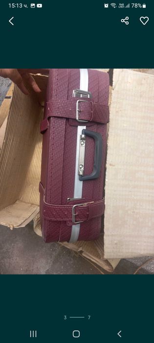 Чисто Нов червен винтич куфар от 90 те производител ПП "УСПЕХ" Пловдив