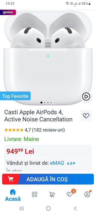Căști Apple Airpods 4,Active Noise Cancellation