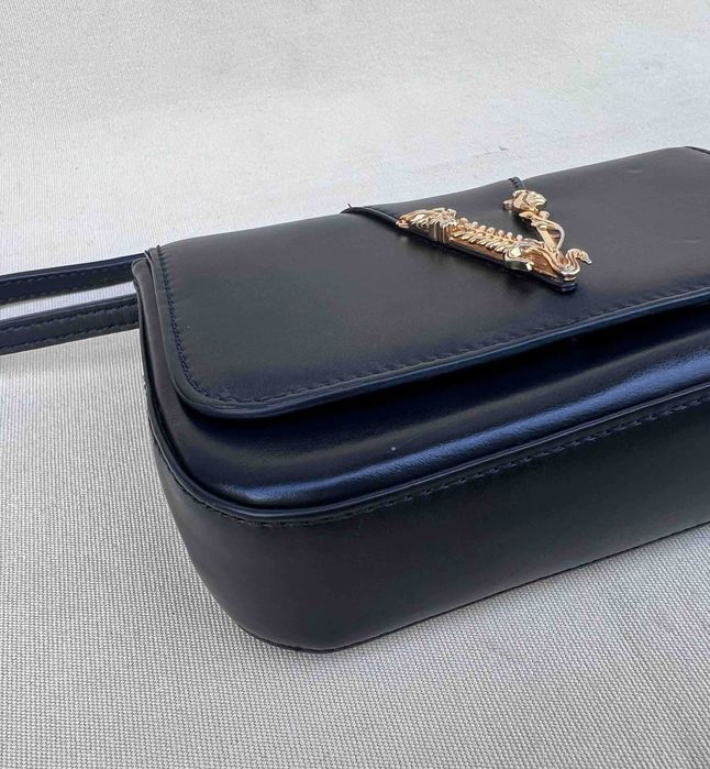 Versace Virtus Superba Geanta Umar Postas Piele Negru Original