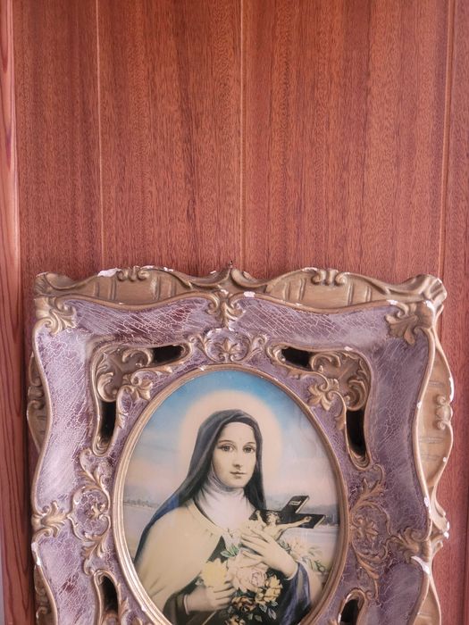 Icoană religioasă cu Sfânta Maria veche din anii 1940-1960