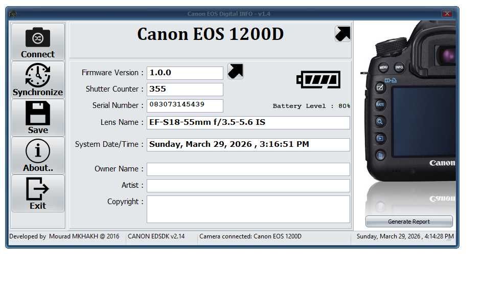 Camera foto CANON 1200D