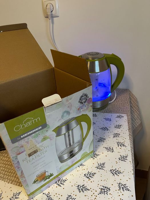 Fierbator Heinner HEK-TF2200GR, 2200W, 1.8l, Filtru de ceai, Verde