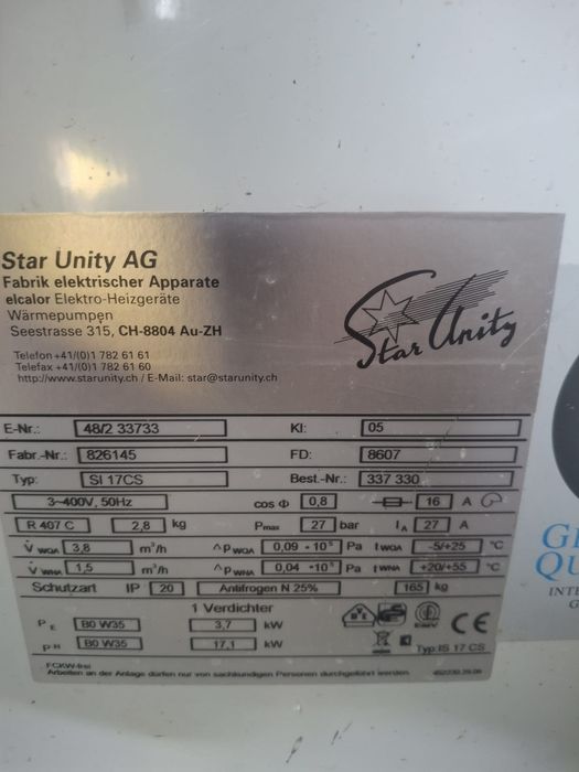 Pompa de caldura sol apa 17 kw