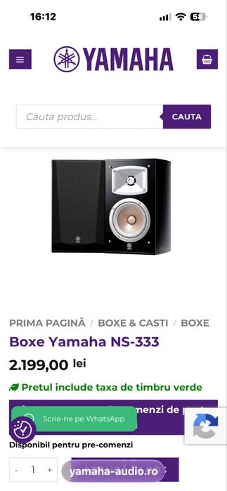 Boxe Yamaha NS-333,150w/60 w rms