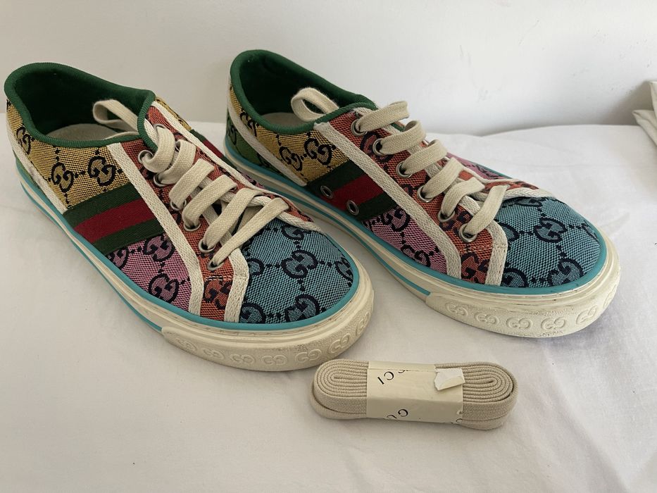 Gucci 1977 GG Logo Canvas Tennis Sneakers Multicolor