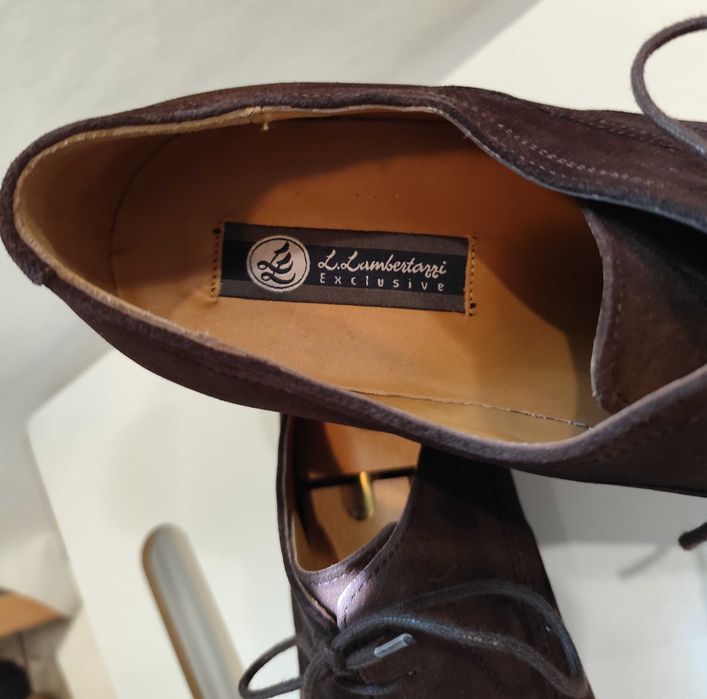 Pantofi oxford de lux 46 46.5 lucrati manual L. Lamertazzi NOI piele