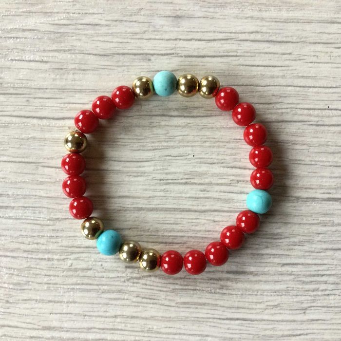 НОВА оригинална дубайска червена гривна от скъпоценен камък от Дубай