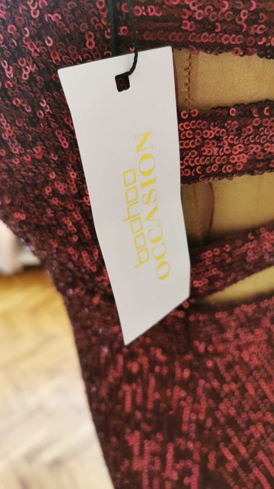 Бална рокля Бордо Пайети,, Booho o Occasion Англия Uk 10/ М