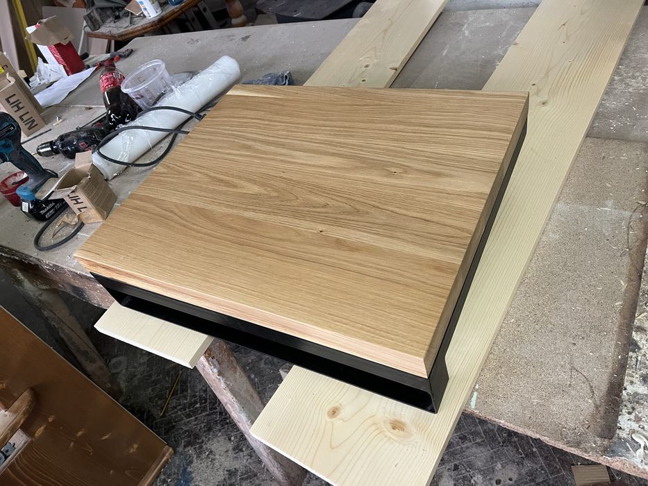 Наличен Плот за баня от масивно дърво дъб и метална стойка