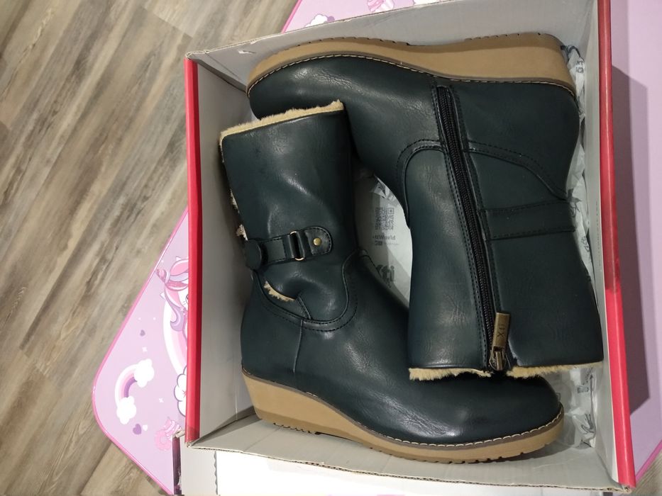 Боти 38 кожени тъмно сини