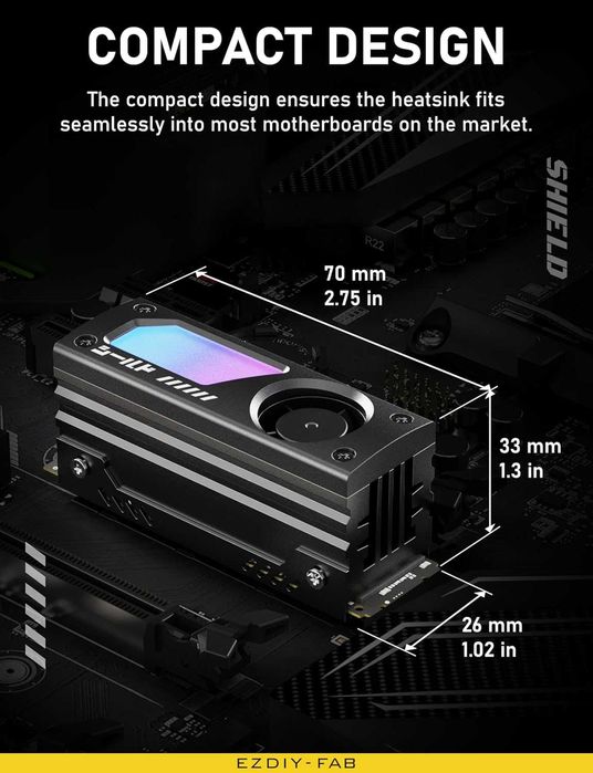 Cooler Radiator EZDIY-FAB Shield ARGB M.2 SSD ventilator PWM de 20mm