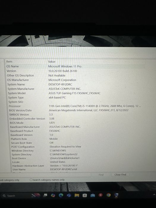 Laptop Gaming ASUS TUF F15 – i5 11th Gen, RTX 3050, 8GB RAM, 500GB SSD