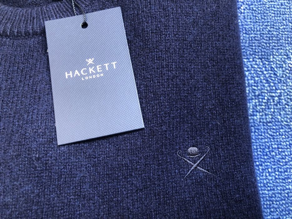 100% вълна Hackett London Lambswool Pullover ОРИГИНАЛ мъжки пуловер М