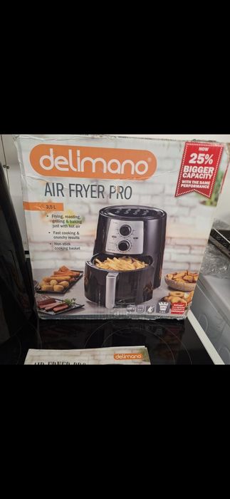 Делимано Еър Фрайър Про 1400W + подарък книга с рецепти на български