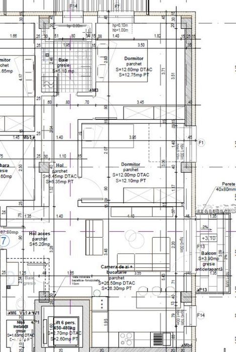 Apartament 3 camere, 68mp, 2 bai, et 2, lift, parcare, priveliste, Bac