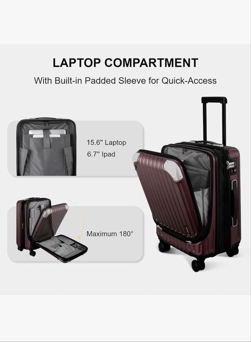 Troler LEVEL8 Grace 20” Carry-On – Roșu/Bordeaux – Nou