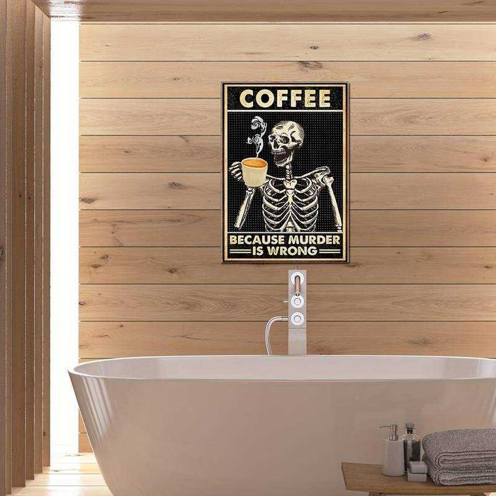 Постер/Картина - Скелет с чаша кафе