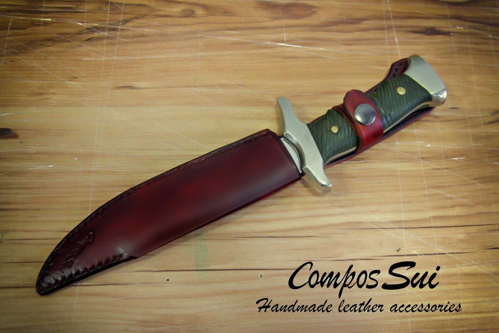 Кания за нож от естествена кожа , кожен калъф за нож