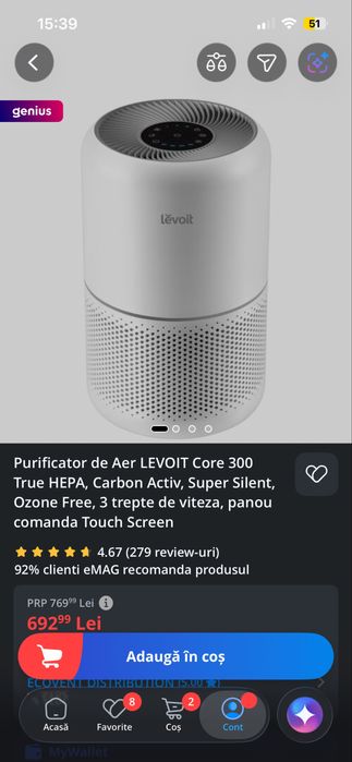 Levoit Core 300 True Hepa, utilizat f putin