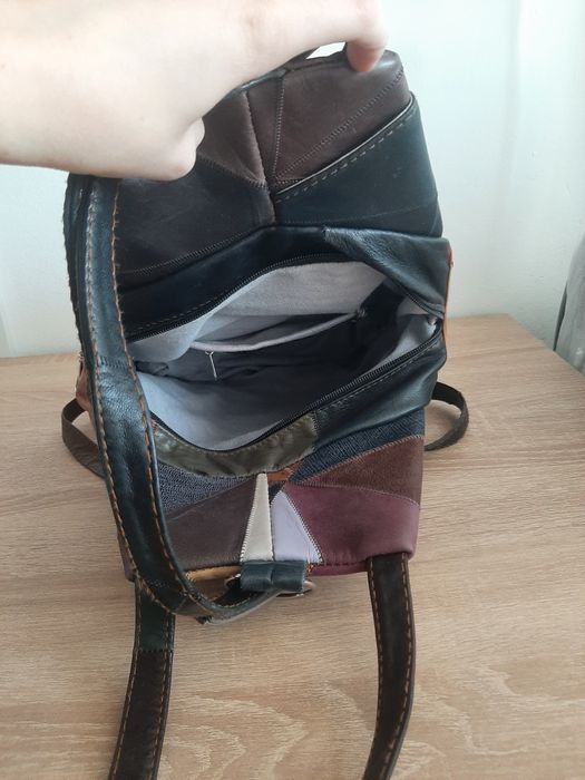Rucsac / Geantă damă din piele naturală, model patchwork