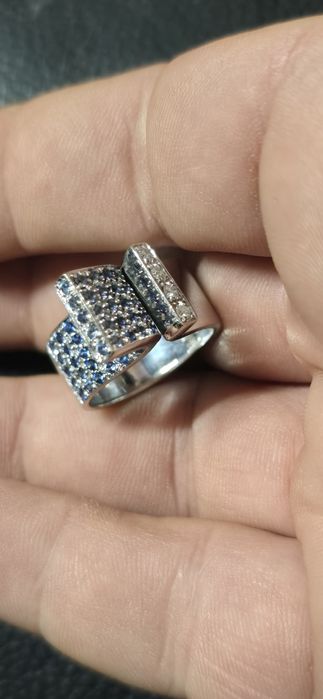 Inel aur 18 k safire si diamante naturale