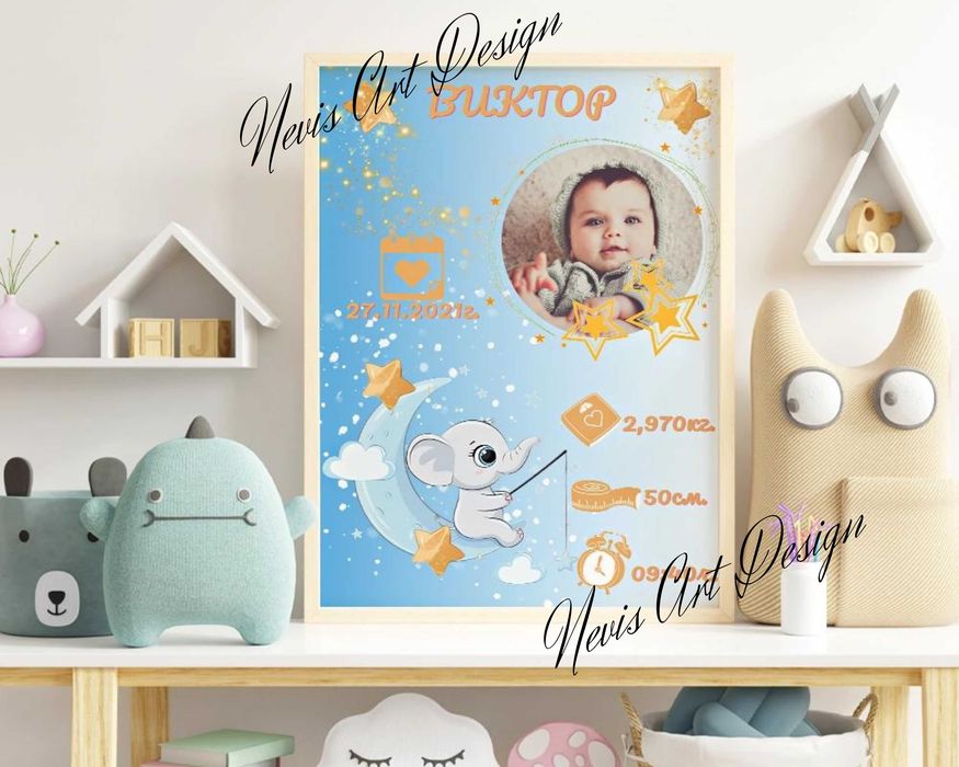 Бебешка визитка / бебешка картичка / Подарък в рамка