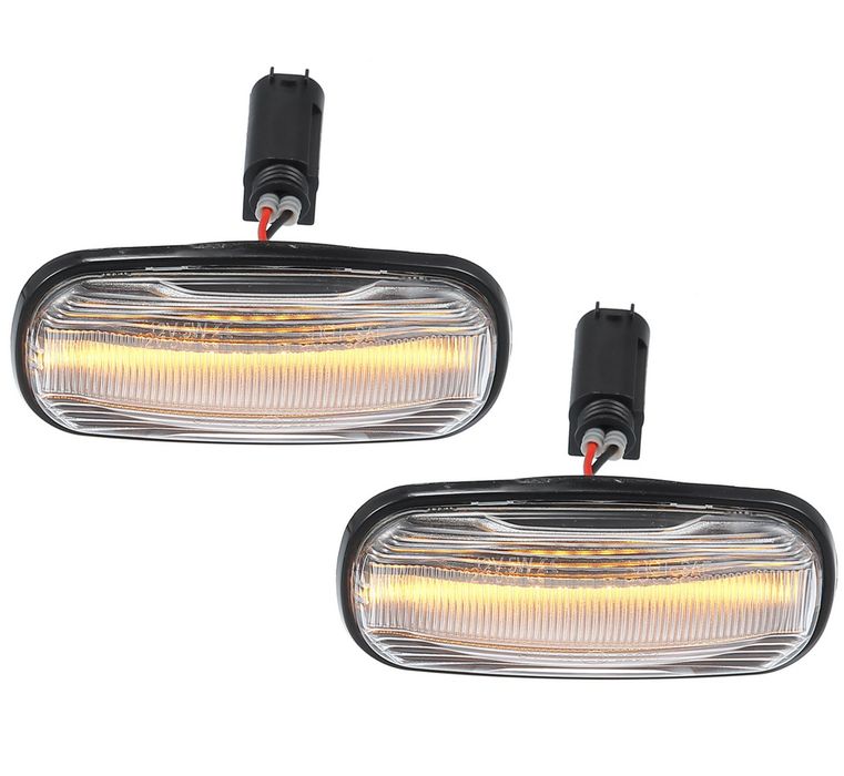 Lampa semnalizare laterala Land Rover Defender 90/110 (Ld), Discovery (Lj/Lt), Freelander (Ln), montare fata, stanga+dreapta, LED; transparent; tuning; Omologare: ECE