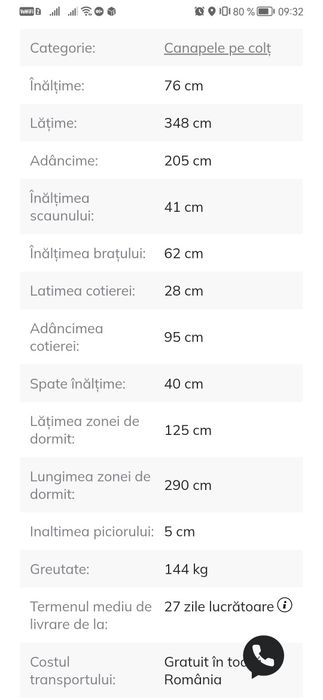 Colțar Comfivo extensibil forma U 350 cm