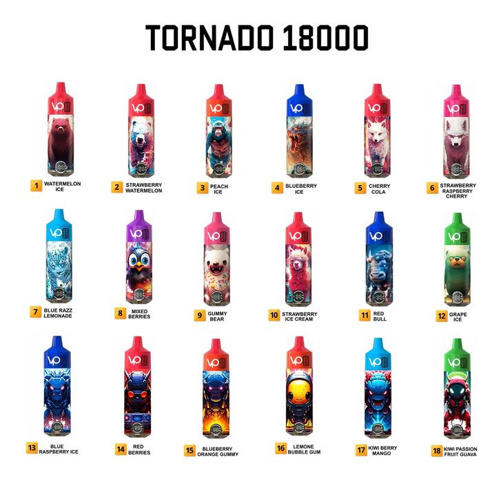 Pachet 6 x Vape  TORNADO 18000 pufuri - USB C