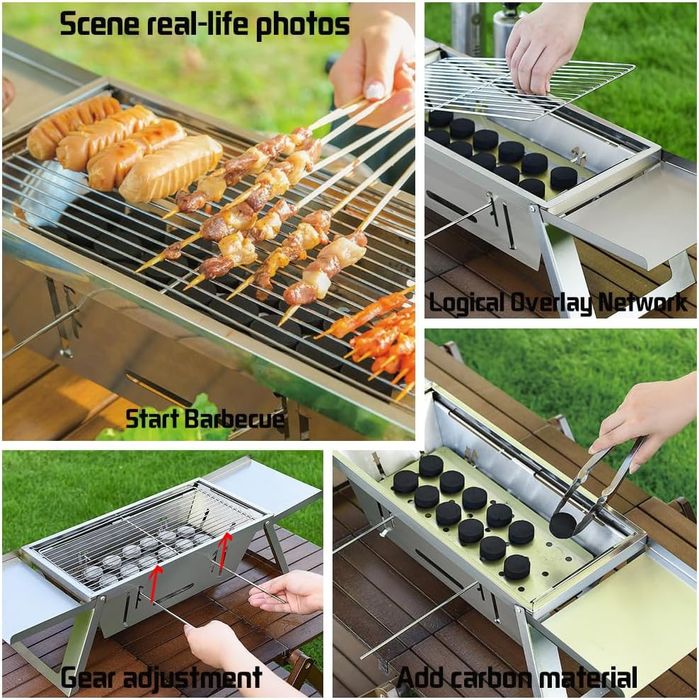 Преносимо сгъваемо барбекю от неръждаема стомана + Подарък ръкавици и