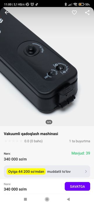 Vakum qadoqlash mashinasi