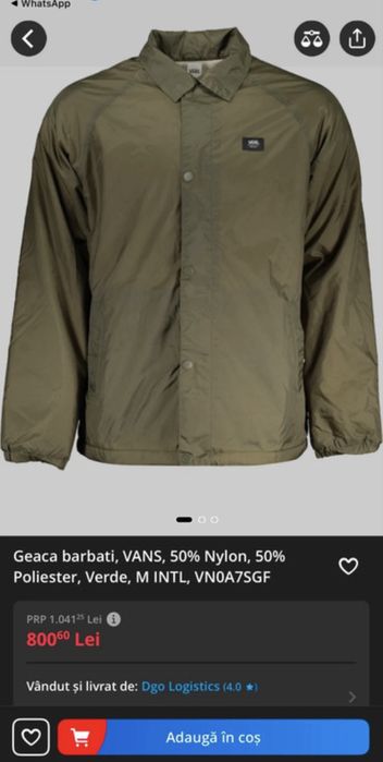 Geaca Vans barbati cu 2 fete marimea M-L