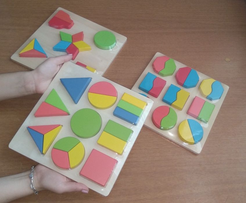 Геометрични Форми Логически Дървени Фигури 18бр. Монтесори игри