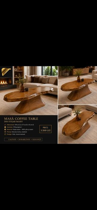 coffe table masuta de cafea din lemn masiv de stejar