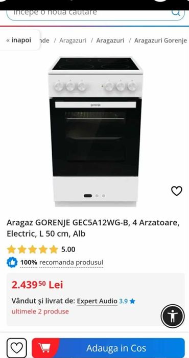 Vand aragaz electric Gorenje