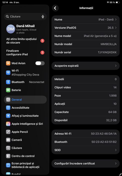 Vand/Schimb Ipad Air5 M1 64gb