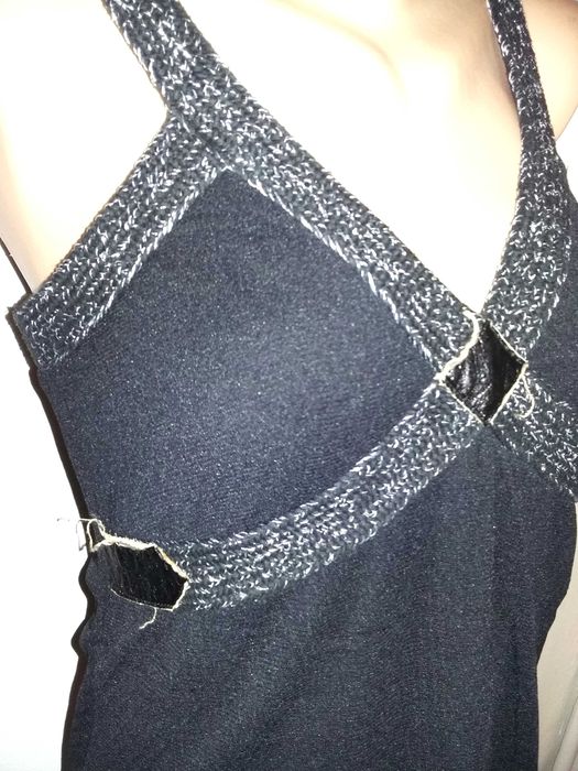 Maieu Hippie IN broderii florale colorate Top negru voal sclipici