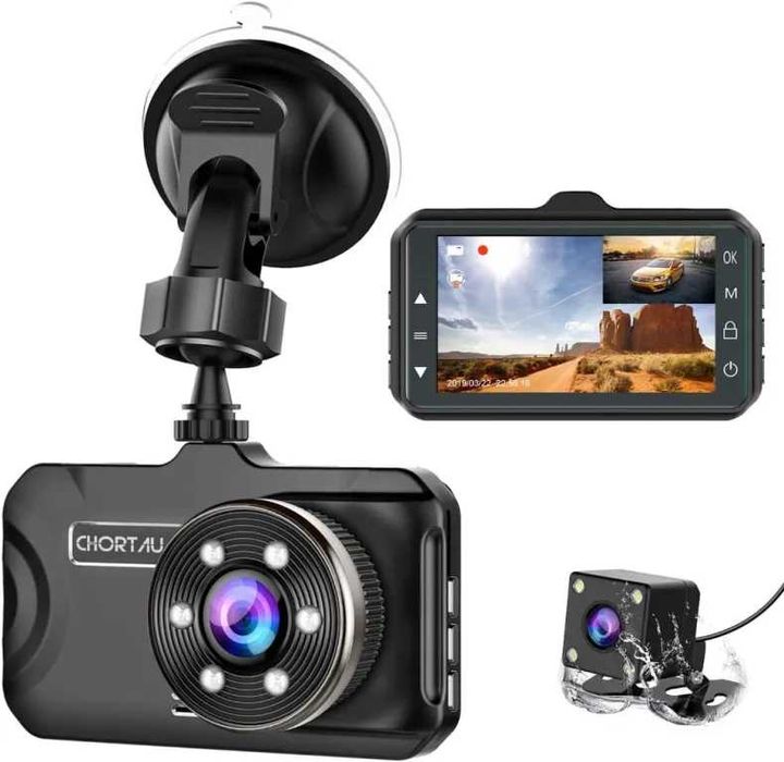 Dashcam предна и задна камера за кола CHORTAU 32GB 1080P 3" IPS Loop