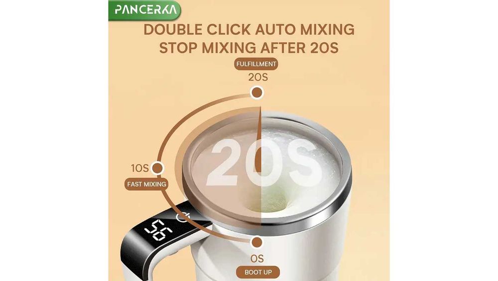 Зареждаща се Самобъркаща Кафе Чаша с Дисплей за Температура