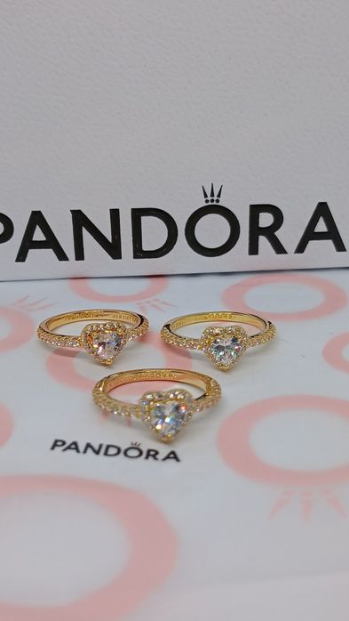 Inel Nou Pandora Moments Elevanted Heart Silver Gold 5/50,6/52,7/54
