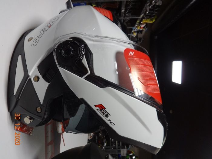 Нов Модел! 2021 Модуларна Мото Каска NITRO F 390 UNO бял гланц